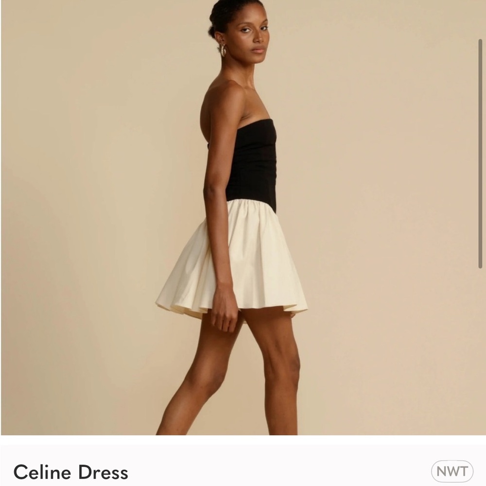 Elegant Cream and Black Strapless Cocktail Dress